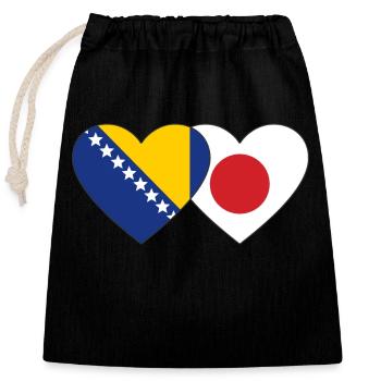 Bosnia Japan Flag Heart - Closable cotton gift bag (25x30cm) - black - Front