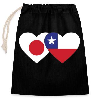 Japan Chile Flagge Herz - Verschließbarer Geschenkbeutel aus Baumwolle (25x30cm) - Schwarz - Vorne