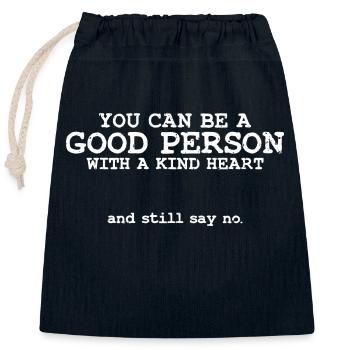 Cool Empathy Good Person With A Kind Heart - Closable cotton gift bag (25x30cm) - navy - Front