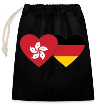 Hong Kong Germany Flag Heart - Closable cotton gift bag (25x30cm) - black - Front