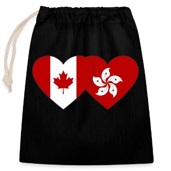 Canada Hong Kong Flag Heart - Closable cotton gift bag (25x30cm) - black - Front