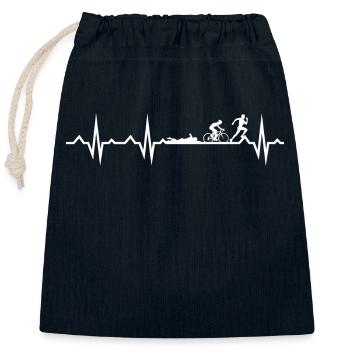 Triathlon, Natation, Cyclisme, Course à pied, Sports - Sac cadeau en coton avec cordon (25 x 30 cm) - bleu marine - Devant