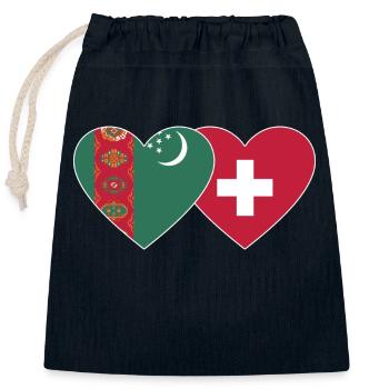 Turkmenistan Schweiz Flagge Herz - Verschließbarer Geschenkbeutel aus Baumwolle (25x30cm) - Navy - Vorne