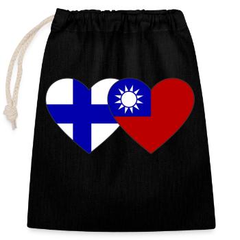 Finnland Taiwan Flagge Herz - Verschließbarer Geschenkbeutel aus Baumwolle (25x30cm) - Schwarz - Vorne