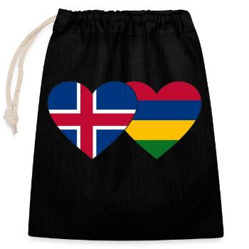 Iceland Mauritius Flag Heart - Closable cotton gift bag (25x30cm) - black - Front