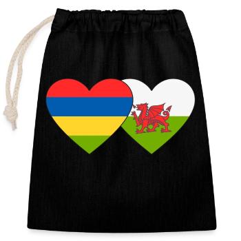 Mauritius Wales Flag Heart - Closable cotton gift bag (25x30cm) - black - Front