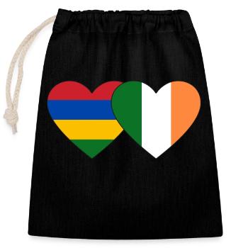 Mauritius Ireland Flag Heart - Closable cotton gift bag (25x30cm) - black - Front