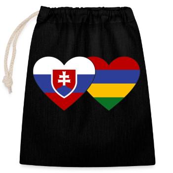 Slovakia Mauritius Flag Heart - Closable cotton gift bag (25x30cm) - black - Front