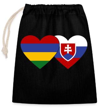 Mauritius Slovakia Flag Heart - Closable cotton gift bag (25x30cm) - black - Front