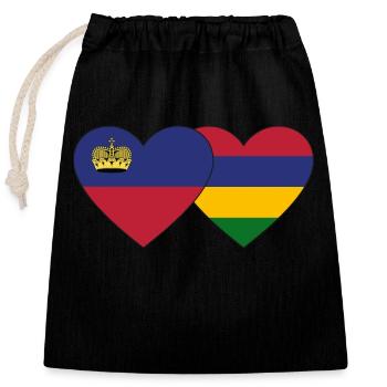 Liechtenstein Mauritius Flag Heart - Closable cotton gift bag (25x30cm) - black - Front