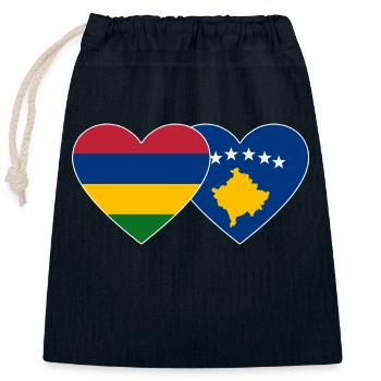 Mauritius Bosnia Flag Heart - Closable cotton gift bag (25x30cm) - navy - Front