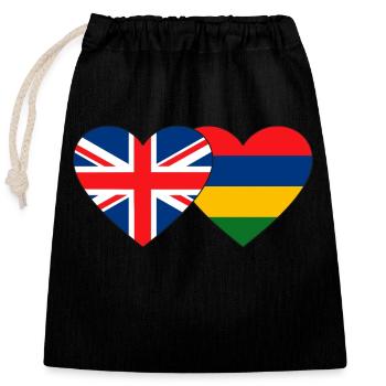 England Mauritius Flag Heart - Closable cotton gift bag (25x30cm) - black - Front