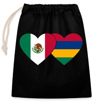 Mexico Mauritius Flag Heart - Closable cotton gift bag (25x30cm) - black - Front