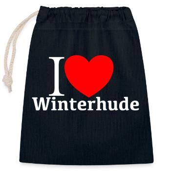 J’adore Winterhude - Sac cadeau en coton avec cordon (25 x 30 cm) - bleu marine - Devant