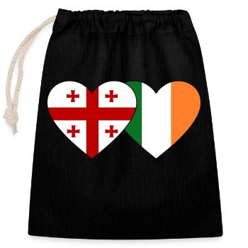 Géorgie Irlande Flag Heart - Sac cadeau en coton avec cordon (25 x 30 cm) - noir - Devant