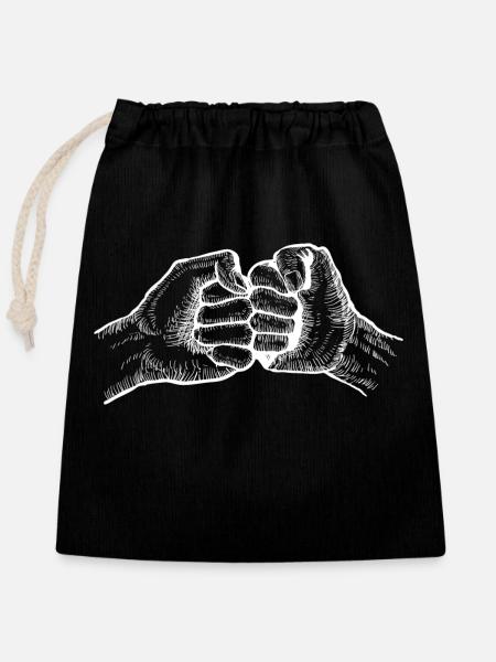 Poing heurtant la main - Sac cadeau en coton avec cordon (25 x 30 cm) - noir