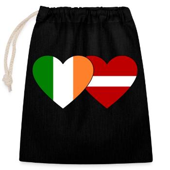 Ireland Latvia Flag Heart - Closable cotton gift bag (25x30cm) - black - Front