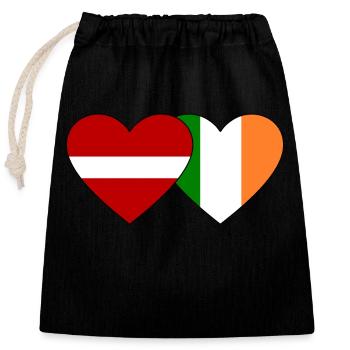 Latvia Ireland Flag Heart - Closable cotton gift bag (25x30cm) - black - Front