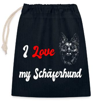 Ich liebe meinen Schäferhund - Verschließbarer Geschenkbeutel aus Baumwolle (25x30cm) - Navy - Vorne