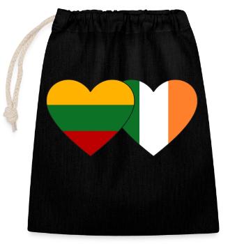 Lithuania Ireland Flag Heart - Closable cotton gift bag (25x30cm) - black - Front