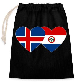 Islande Paraguay Drapeau du Cœur - Sac cadeau en coton avec cordon (25 x 30 cm) - noir - Devant