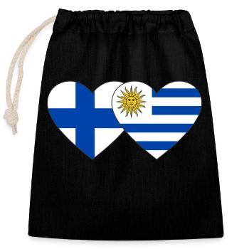 Finnland Uruguay Herz Flagge - Verschließbarer Geschenkbeutel aus Baumwolle (25x30cm) - Schwarz - Vorne