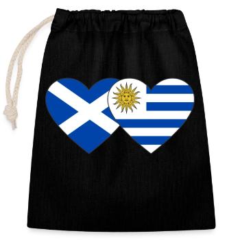 Scotland Uruguay Heart Flag - Closable cotton gift bag (25x30cm) - black - Front