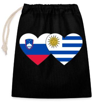 Slovenia Uruguay Heart Flag - Closable cotton gift bag (25x30cm) - black - Front