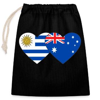 Uruguay Australia Heart Flag - Closable cotton gift bag (25x30cm) - black - Front