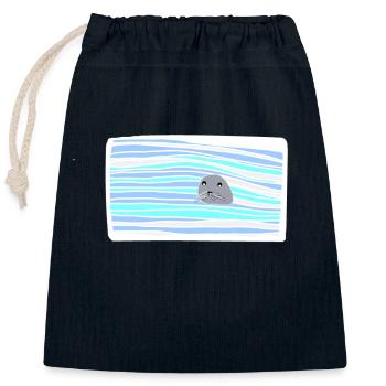 Robbe - Verschließbarer Geschenkbeutel aus Baumwolle (25x30cm) - Navy - Vorne