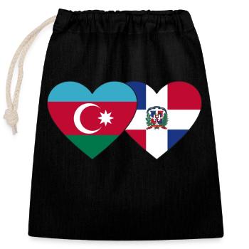 Azerbaïdjan République dominicaine Drapeau Coeur - Sac cadeau en coton avec cordon (25 x 30 cm) - noir - Devant