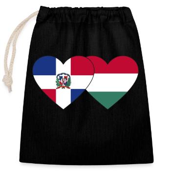Dominikanische Republik Ungarn Flagge Herz - Verschließbarer Geschenkbeutel aus Baumwolle (25x30cm) - Schwarz - Vorne