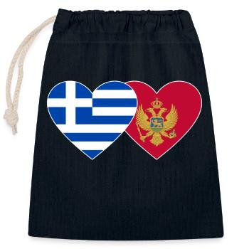 Grèce Monténégro drapeau - Sac cadeau en coton avec cordon (25 x 30 cm) - bleu marine - Devant