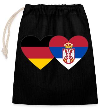Germany Serbia Flag Heart - Closable cotton gift bag (25x30cm) - black - Front