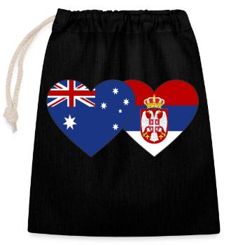 Australie Serbie Drapeau du cœur - Sac cadeau en coton avec cordon (25 x 30 cm) - noir - Devant