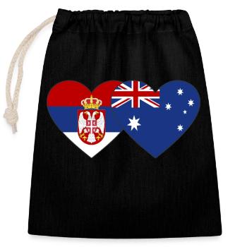 Serbia Australia Heart Flag - Closable cotton gift bag (25x30cm) - black - Front
