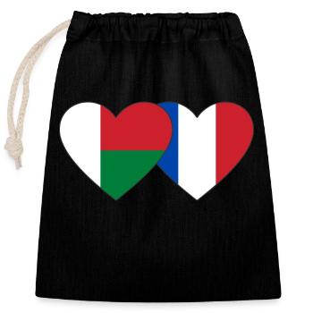 Madagascar France Flag Coeur - Sac cadeau en coton avec cordon (25 x 30 cm) - noir - Devant