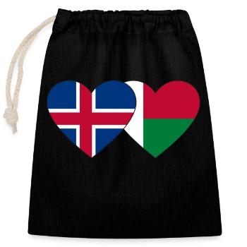 Islande Madagascar Flag Coeur - Sac cadeau en coton avec cordon (25 x 30 cm) - noir - Devant