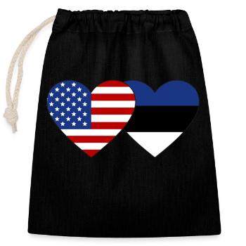 États-Unis Estonie Flag Heart - Sac cadeau en coton avec cordon (25 x 30 cm) - noir - Devant