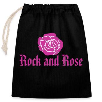 Rock and Rose - pink - Closable cotton gift bag (25x30cm) - black - Front