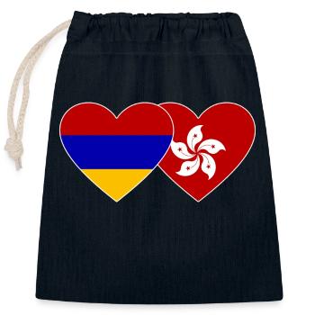 Armenia Hong Kong Flag Heart - Closable cotton gift bag (25x30cm) - navy - Front