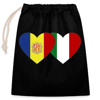 Andorra Italy Flag Heart - Closable cotton gift bag (25x30cm) - black - Front