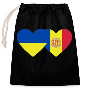 Ukraine Andorra Flag Heart - Closable cotton gift bag (25x30cm) - black - Front