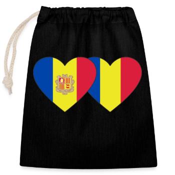 Andorra Romania Flag Heart - Closable cotton gift bag (25x30cm) - black - Front