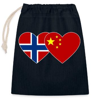 Norway China Heart Flag - Closable cotton gift bag (25x30cm) - navy - Front