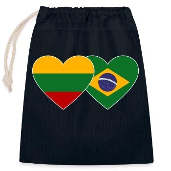 Litauen Brasilien Flagge Herz - Verschließbarer Geschenkbeutel aus Baumwolle (25x30cm) - Navy - Vorne