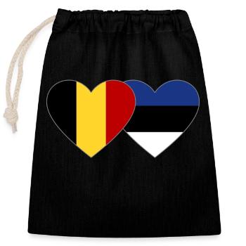 Belgique Estonie Flag Heart - Sac cadeau en coton avec cordon (25 x 30 cm) - noir - Devant