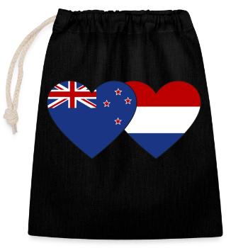 Cœur de drapeau de Nouvelle-Zélande - Sac cadeau en coton avec cordon (25 x 30 cm) - noir - Devant