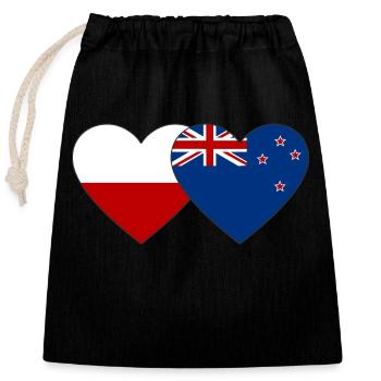 Drapeau de la Pologne Nouvelle-Zélande Coeur - Sac cadeau en coton avec cordon (25 x 30 cm) - noir - Devant