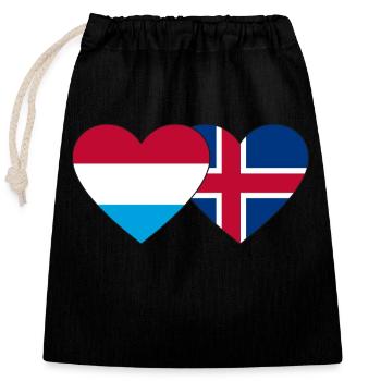 Luxemburg Island Flagge Herz - Verschließbarer Geschenkbeutel aus Baumwolle (25x30cm) - Schwarz - Vorne